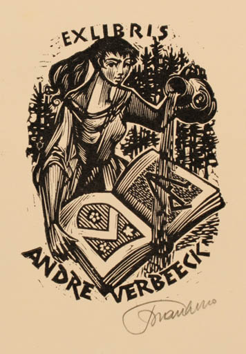 Exlibris by Frank-Ivo van Damme from Belgium for Andre Verbeeck - Book Woman 