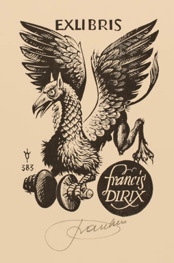 Exlibris by Frank-Ivo van Damme from Belgium for Francis Dirix - Fable Animal 