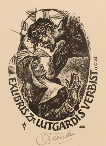 Exlibris by Frank-Ivo van Damme from Belgium for Zr. Lutgardis Verbist - Portrait Religion 