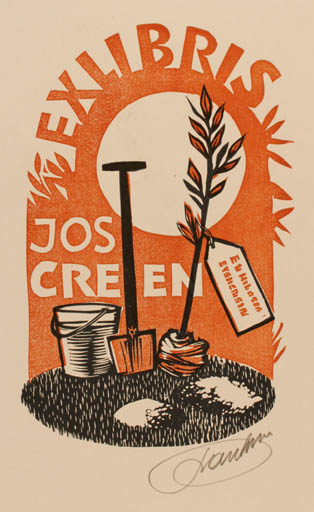 Exlibris by Frank-Ivo van Damme from Belgium for Jos Creen - Flora Sun 