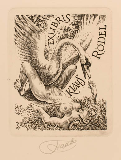 Exlibris by Frank-Ivo van Damme from Belgium for Klaus Rödel - Leda and the Swan 