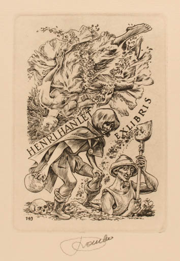 Exlibris by Frank-Ivo van Damme from Belgium for Henri Hanlet - Woman Man 