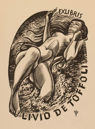 Exlibris by Frank-Ivo van Damme from Belgium for Livio De Toffoli - Woman Nude 