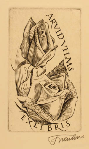 Exlibris by Frank-Ivo van Damme from Belgium for Arvid Vilms - Flower 