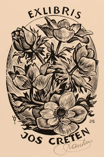 Exlibris by Frank-Ivo van Damme from Belgium for Jos Creten - Flower 