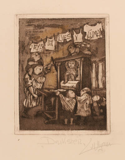 Exlibris by Lies Van Vlymen from Netherland for Lies Van Vlymen - Child Interior Woman 