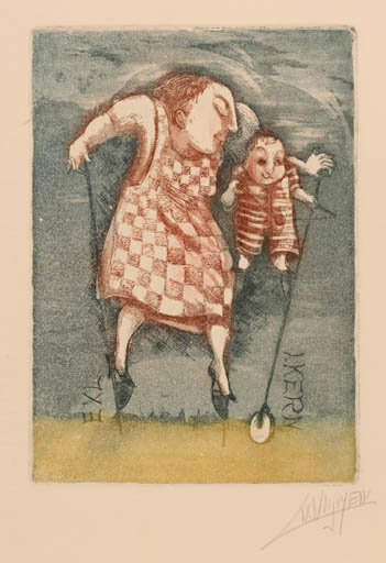 Exlibris by Lies Van Vlymen from Netherland for Isolde Kern - Child Woman 