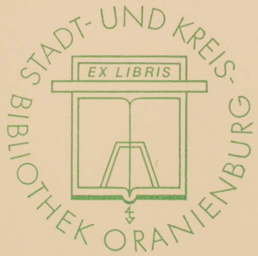 Exlibris by Gerhard Tag from Germany for ? Stadt- u. Kreis Bibl. Oranienburg - Book Text/Writing 