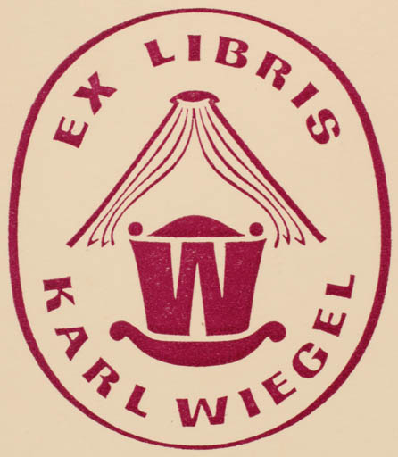 Exlibris by Gerhard Tag from Germany for Karl Wiegel - Book Text/Writing 