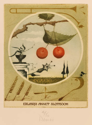 Exlibris by Josef Werner from Germany for Annet Slotboom - Flora Fruit 