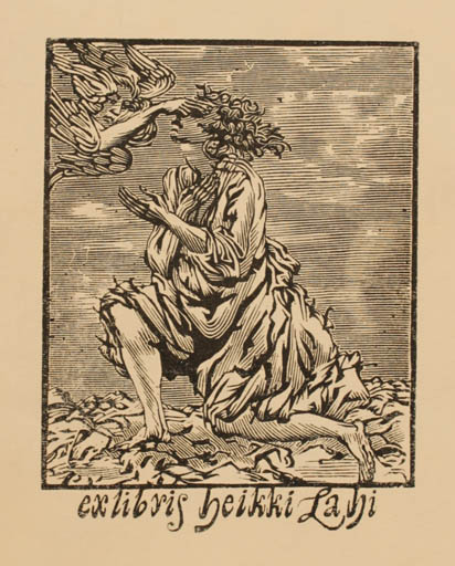 Exlibris by M.M. Vercholantsjew from Russia for Heikki Lahi - Angel Woman 