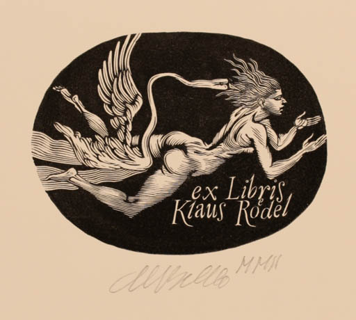 Exlibris by M.M. Vercholantsjew from Russia for Klaus Rödel - Leda and the Swan 