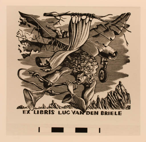 Exlibris by M.M. Vercholantsjew from Russia for Luc van den Briele - Aircraft Music 