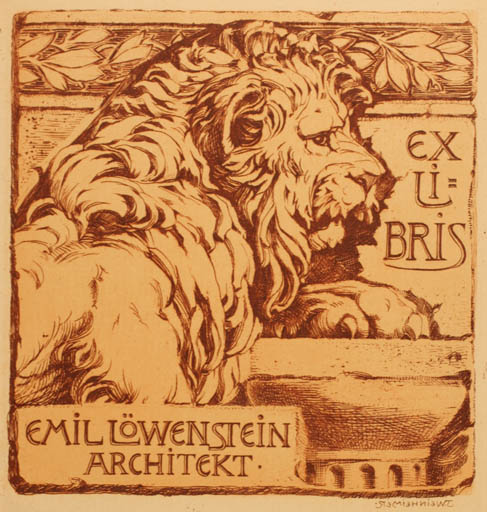 Exlibris by J. Weinheimer from Germany for Emil Löwenstein - Fauna 