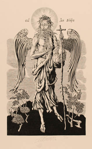 Exlibris by M.M. Vercholantsjew from Russia for Jan Bláha - Angel Religion 