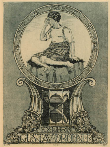 Exlibris by Hubert Wilm from Germany for Gustav Drobner - Jugend Woman 