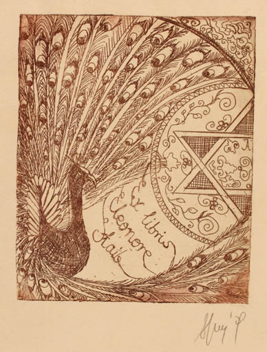 Exlibris by Aleksandra Jagodzinska from Poland for Leonore Staile - Bird 