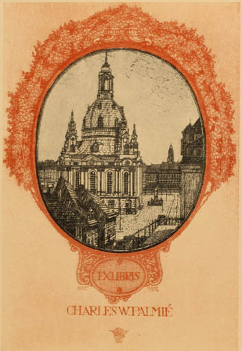 Exlibris by Hubert Wilm from Germany for Charles W. Palme - Architecture Castle/Palace City Jugend 