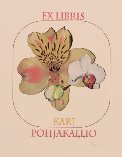 Exlibris by Rajmund Aszkowski from Poland for Kari Pohjakallio - Flower 