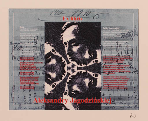 Exlibris by Rajmund Aszkowski from Poland for Aleksandra Jagodzinska - Music Portrait 