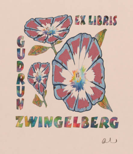 Exlibris by Rajmund Aszkowski from Poland for Gudrun Zwingelberg - Flower 