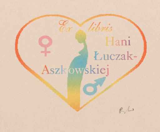 Exlibris by Rajmund Aszkowski from Poland for Hani Luzak Aszkowskiej - Woman Romance 