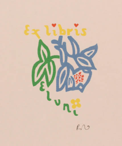 Exlibris by Rajmund Aszkowski from Poland for ? Elvni - Flower 