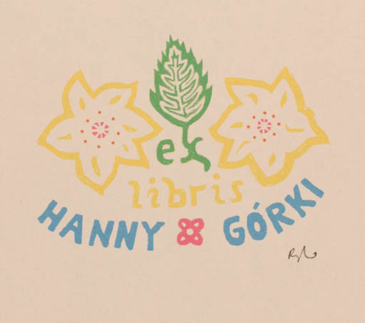 Exlibris by Rajmund Aszkowski from Poland for Hanny Górki - Flower Flora 