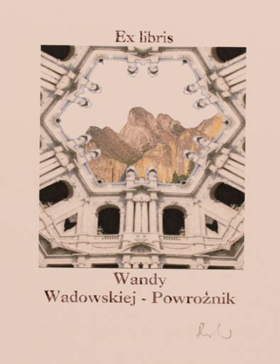 Exlibris by Rajmund Aszkowski from Poland for Wandy Wadowskiej Powroznik - Architecture Mountain 