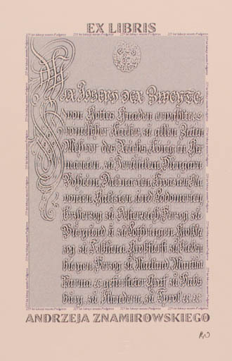 Exlibris by Rajmund Aszkowski from Poland for Andrzeja Znamirowskiego - Text/Writing 