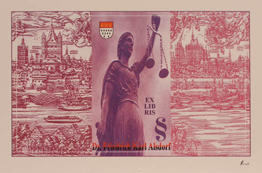 Exlibris by Rajmund Aszkowski from Poland for Dr.Friedrich Karl Alsdorf - City Law 