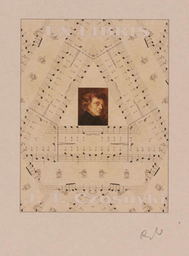 Exlibris by Rajmund Aszkowski from Poland for Josef Tadeusz Czosnyka - Man Music Portrait 