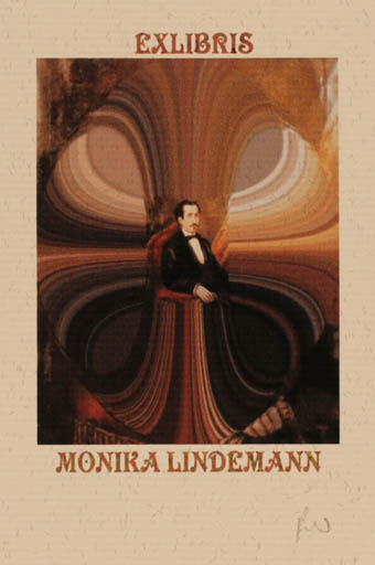 Exlibris by Rajmund Aszkowski from Poland for Monika Lindemann - Abstract Man Portrait 