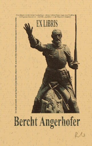 Exlibris by Rajmund Aszkowski from Poland for Bercht Angerhofer - Don Quijote Knight Horseman/Rider 