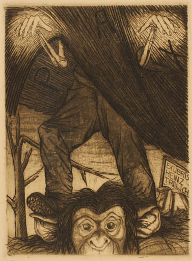 Exlibris by Hans Zarth from Germany for Heinz Trillich - Death Fauna 