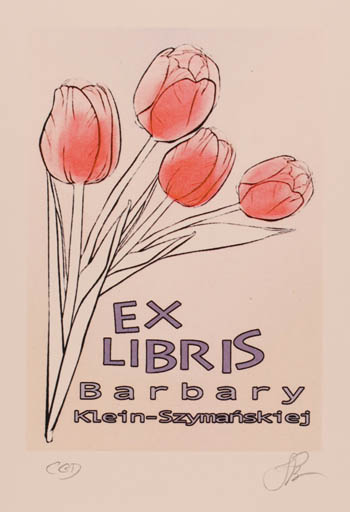 Exlibris by Katarzyna Barsczak from Poland for Barbary Klein-Szymanskiej - Flower 