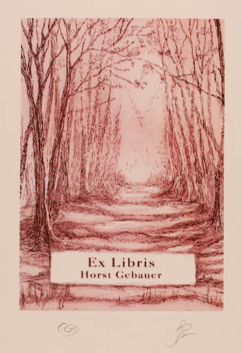 Exlibris by Katarzyna Barsczak from Poland for Horst Gebauer - Forest Tree 