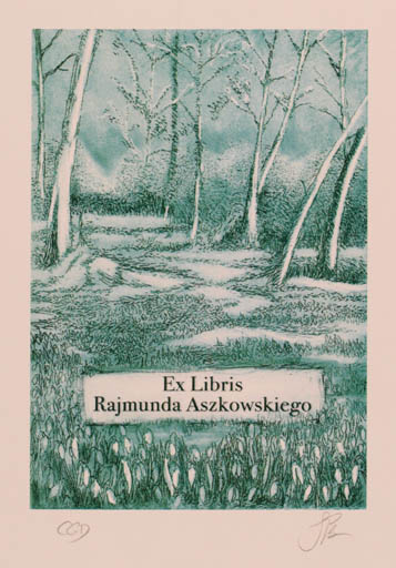 Exlibris by Katarzyna Barsczak from Poland for Rajmund Aszkowski - Scenery/Landscape Forest 