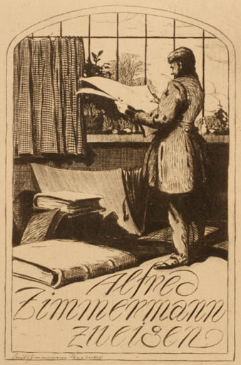 Exlibris by Ernst Zimmermann from Germany for Alfred Zimmermann - Book Interior Man 