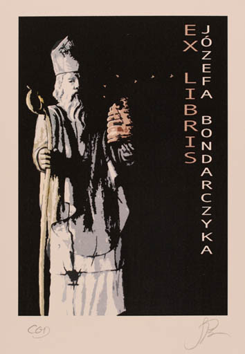 Exlibris by Katarzyna Barsczak from Poland for Jozefa Bondarczyka - Man Religion 