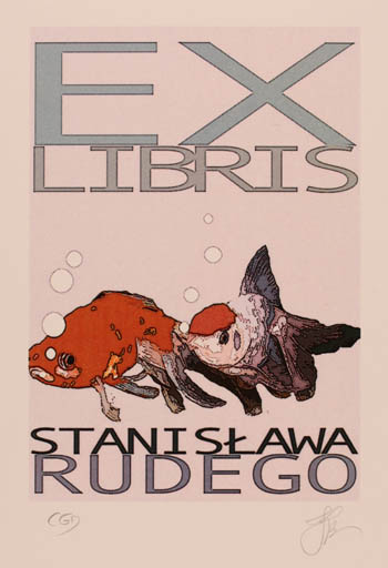 Exlibris by Katarzyna Barsczak from Poland for Stanislawa Rudego - Fish 