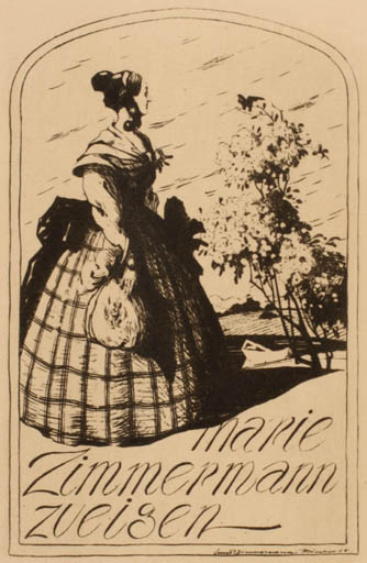 Exlibris by Ernst Zimmermann from Germany for Marie Zimmermann - Flora Woman Scenery/Landscape 