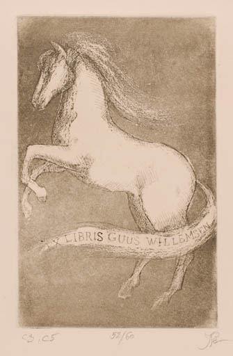 Exlibris by Katarzyna Barsczak from Poland for Guus Willemsen - Horse 