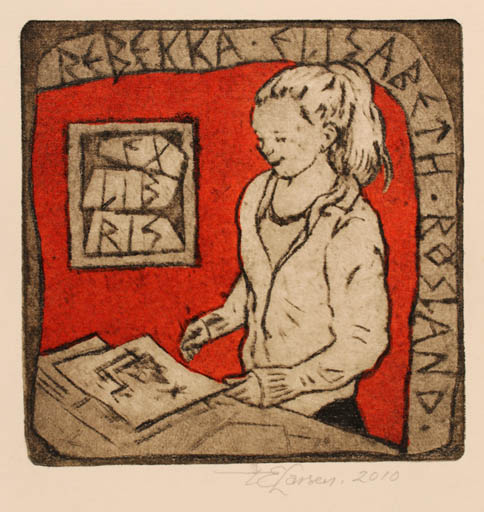 Exlibris by Torill  Elisabeth Larsen from Norway for Rebekka Elisabeth Røsland - Book Woman 