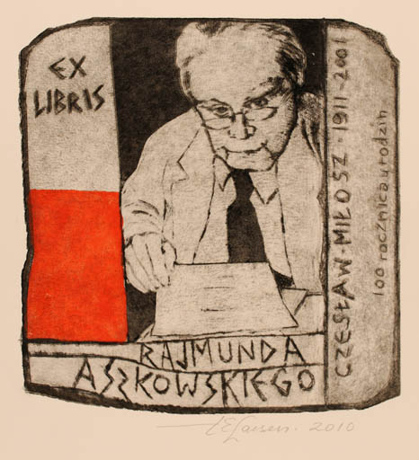 Exlibris by Torill  Elisabeth Larsen from Norway for Rajmund Aszkowski - Man Portrait 