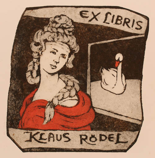 Exlibris by Torill  Elisabeth Larsen from Norway for Klaus Rödel - Leda and the Swan 