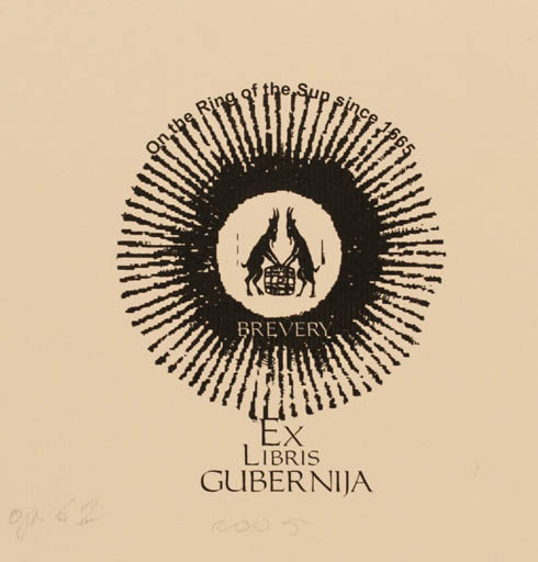 Exlibris by Malgorzata Wyka from Poland for Beer Company Gubernija - Fauna 