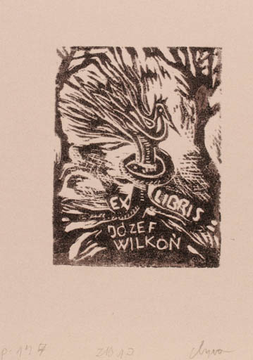 Exlibris by Malgorzata Wyka from Poland for Jozef Wilkon - Flora Bird 