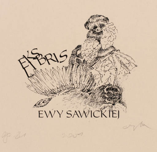 Exlibris by Malgorzata Wyka from Poland for Ewy Sawickiej - Flora 