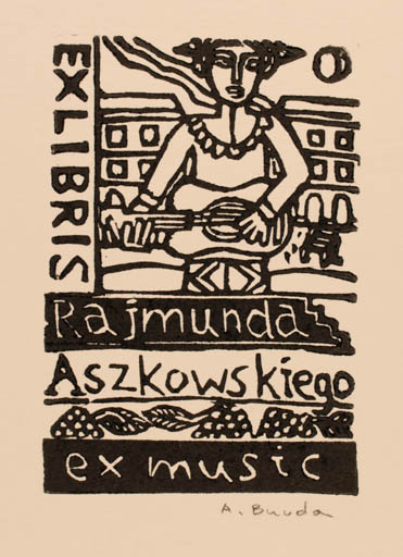 Exlibris by Arkadius Burda from Poland for Rajmund Aszkowski - Ex Mucika Woman Music 